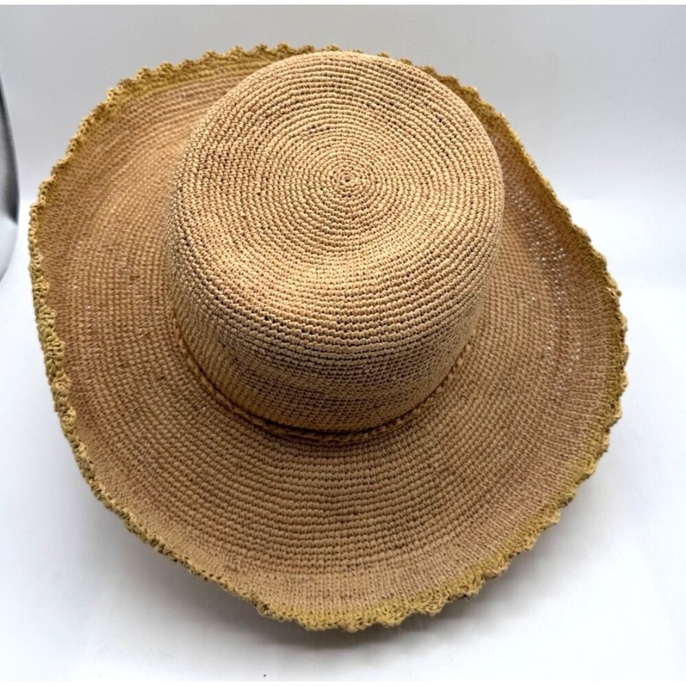 Callanan Wide Brim Straw Sun Hat Upturned Brim Packable Garden Vacation EUC - Picture 4 of 11